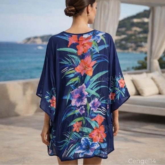 NWT Wet Swimwear M/L Floral Butterfly Kimono Swim Cover Up 134193