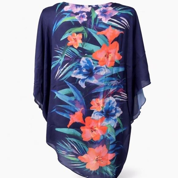 NWT Wet Swimwear M/L Floral Butterfly Kimono Swim Cover Up 134193