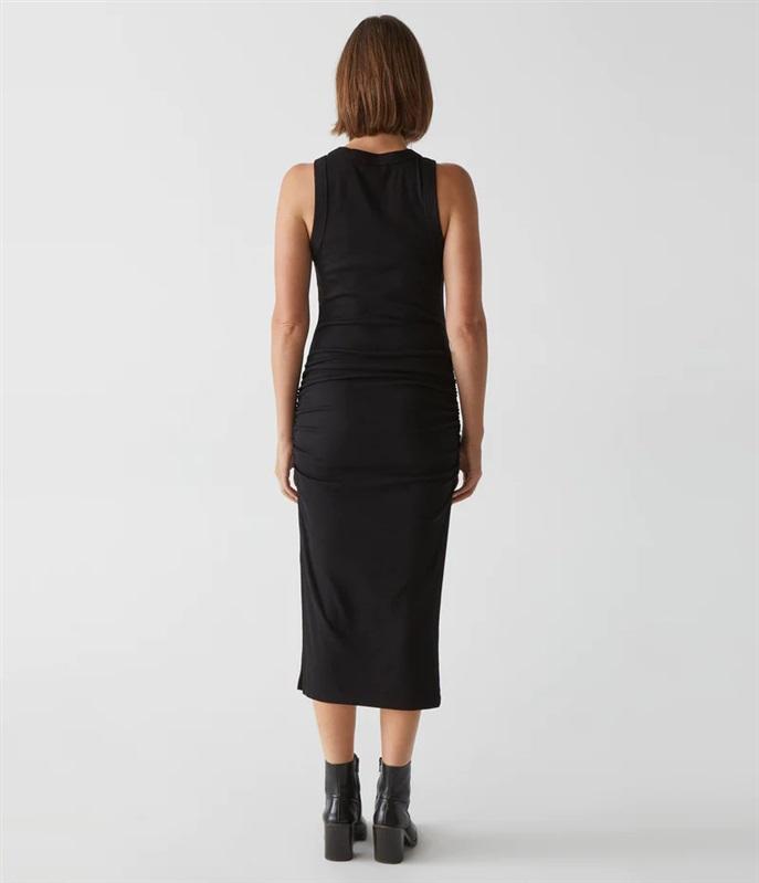 NWT Michael Stars S Wren Ribbed Round Neck Sleeveless Tank Dress Black 134198