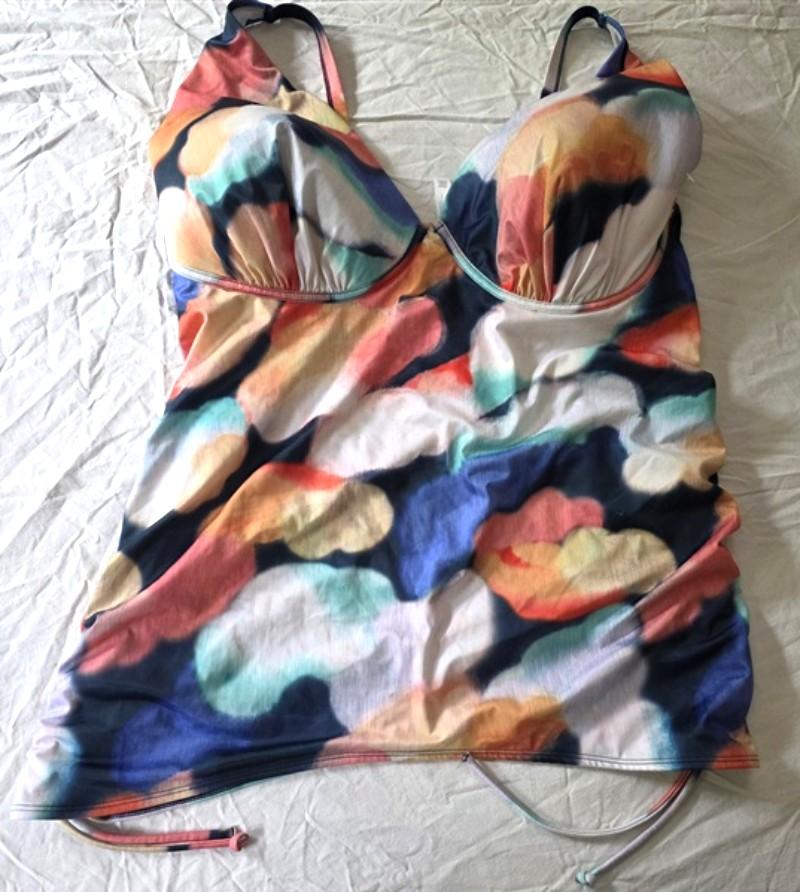 NWOT Cacique 42H Watercolor V Neckline Swim Tankini 134201