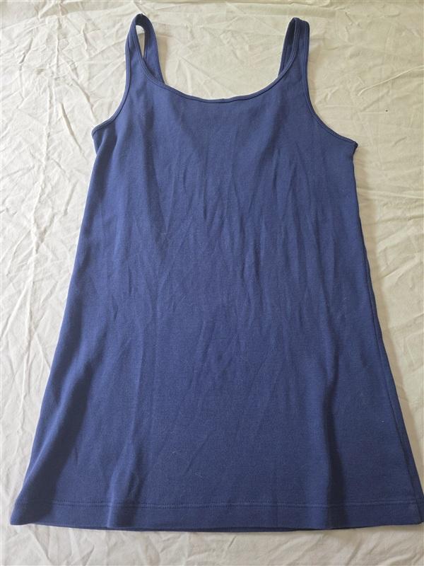 PO Eileen Fisher S Round Neck Slim tank Organic Cotton Blue 134202