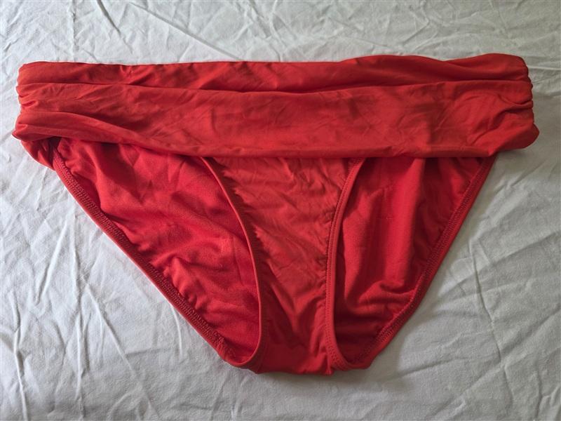 NWT Ralph Lauren Beach Club 16 Red Banded Fold Over Bikini Swim Bottom 134203