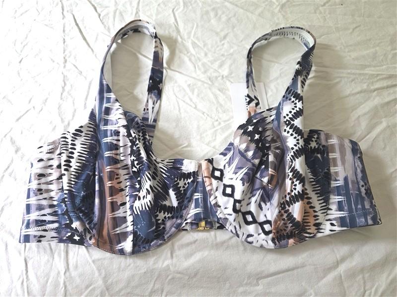 NWT Swimsuits For ALL 40DD Blue white Underwired Bikini Swim Top 134205