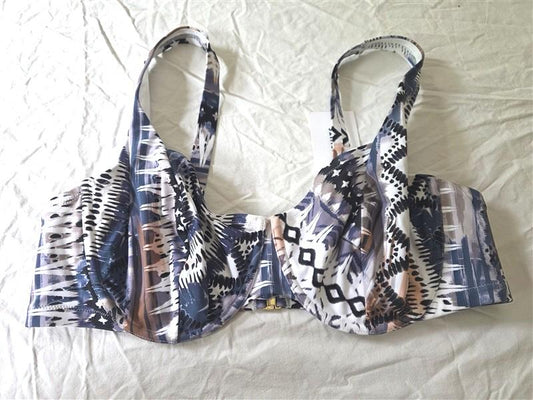 NWT Swimsuits For ALL 40DD Blue white Underwired Bikini Swim Top 134205