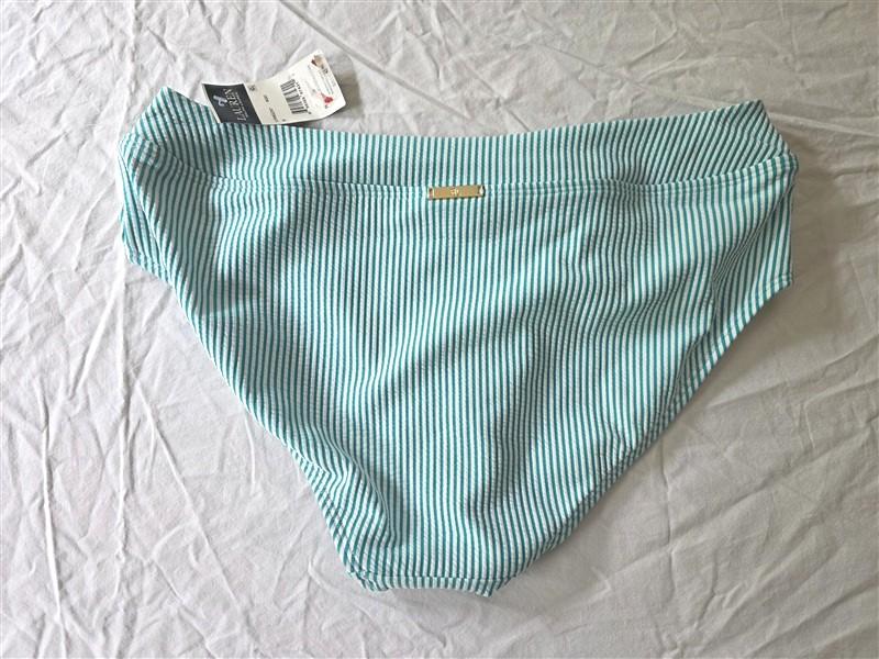 NWT Ralph Lauren 8 Seersucker High-Waist Bikini Swim Bottom Green Stripe 134212