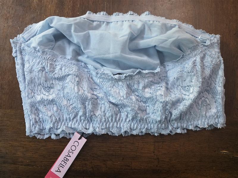 NWT Cosabella L Curvy Never Say Never Flirtie Bandeau Bra NEVER1101 Blue 134213