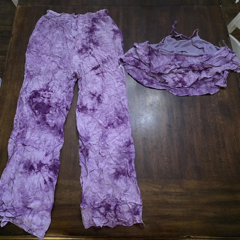 NWOT FavLux Small Purple Tie Dye Boho Swing Top & Pants 134225