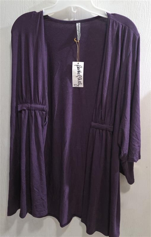 NWT Rachel Pally 1X Purple Tie Front Kimono Swim Cover Up Jacket 134227