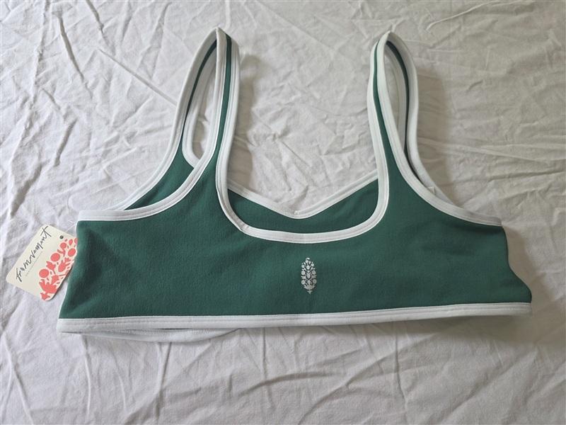 NWT FP Free People Movement XL Mini Sports Bra Green White 134230