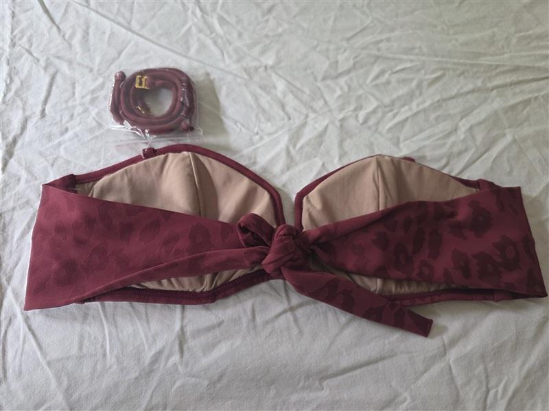 NWT Pilyq PQ Lynx S Chrissy Bandeau Bikini Swim Top Wine 134231