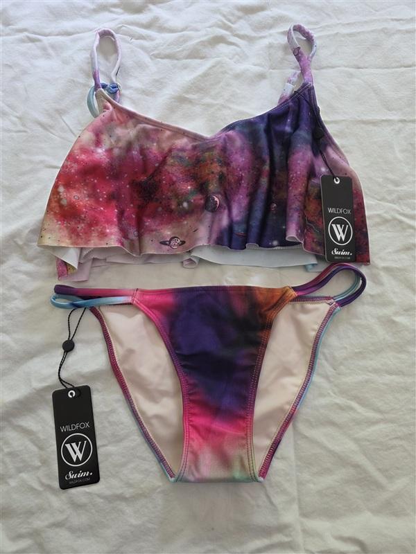 NWT Wildfox M Space Cadet Tankini Bikini Swim Top & Bottom 134233
