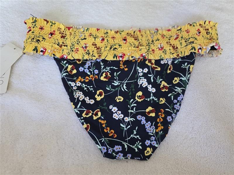 NWT Anne Cole Studio XL Smocked Bikini Bottom Floral Blue Yellow 134237