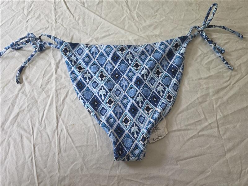 NWT Peixoto L Tonie Blue White Seashell Bikini Swim Tie Side Bottom 134239
