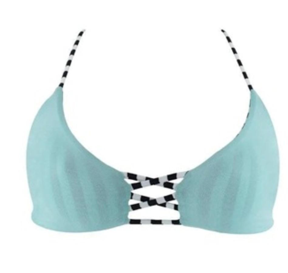 NWOT L*Space L Flynne Reversible Domino Stripe Top Black White 134242