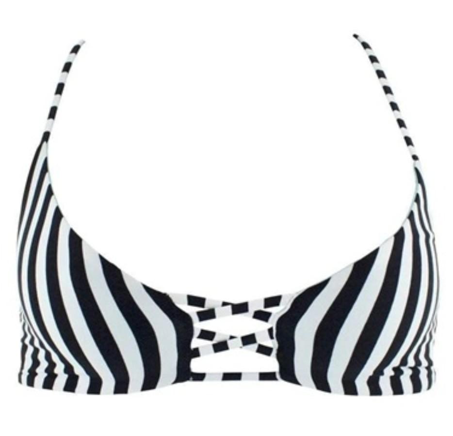 NWOT L*Space L Flynne Reversible Domino Stripe Top Black White 134242
