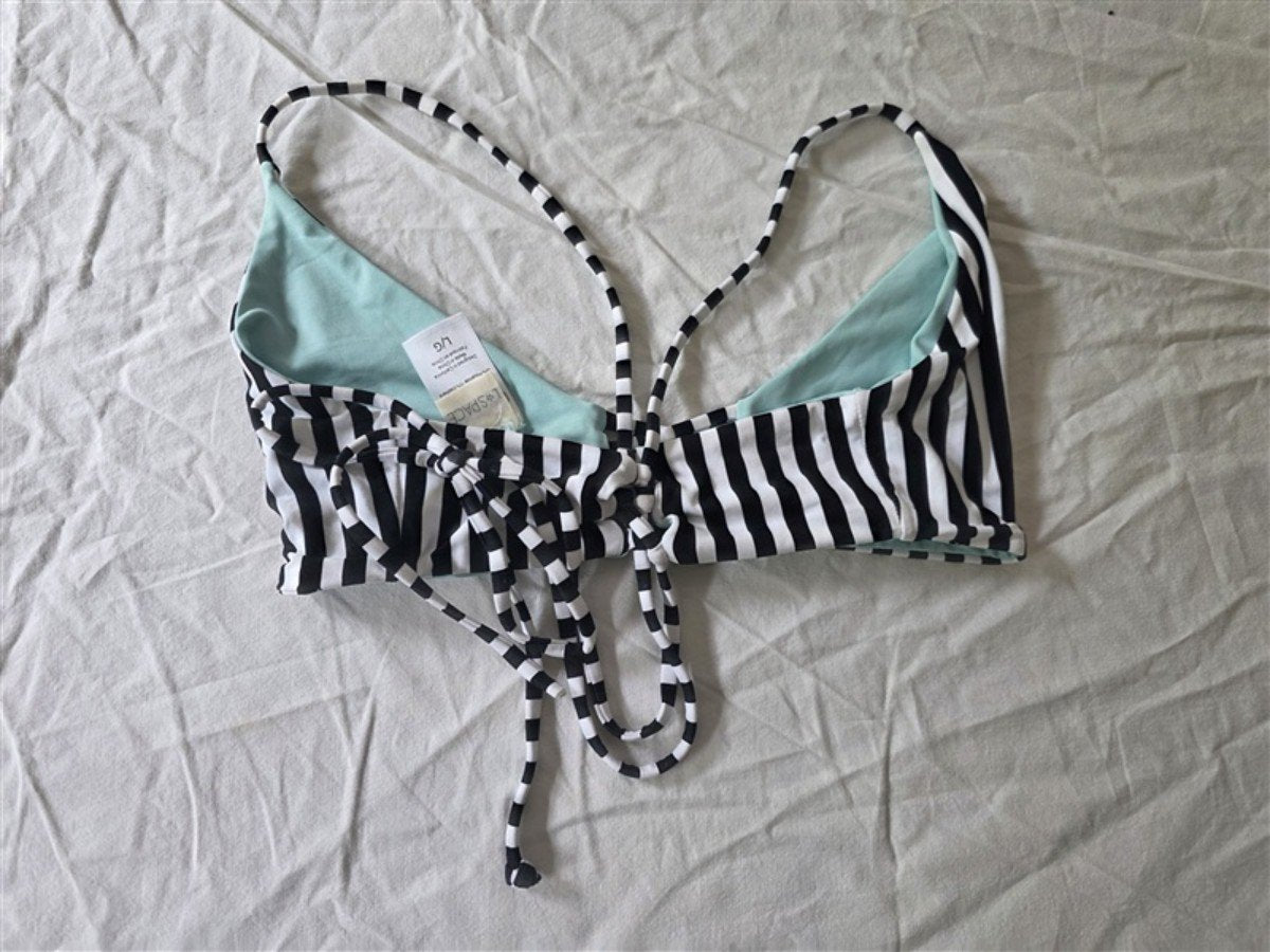 NWOT L*Space L Flynne Reversible Domino Stripe Top Black White 134242
