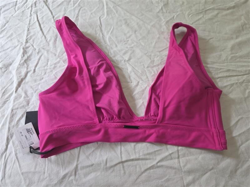 NWT Kendall & Kylie L Plunge Bikini Swimsuit Top Fuchsia 134248