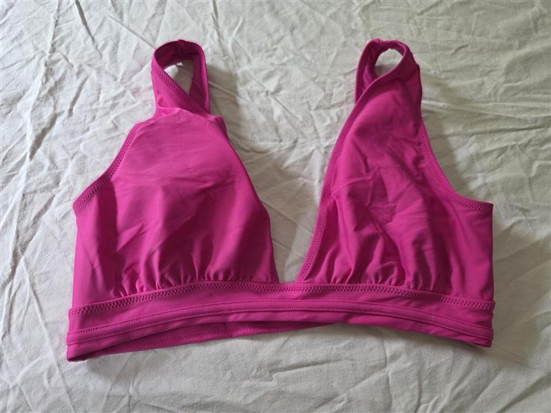 NWT Kendall & Kylie L Plunge Bikini Swimsuit Top Fuchsia 134248