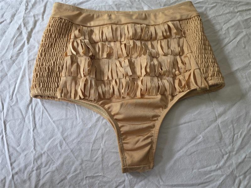 NWT BillaBong Runway Gold Fringe Cheeky Bikini Swim Bottoms 134251