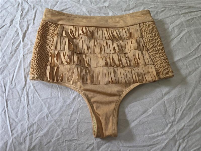 NWT BillaBong Runway Gold Fringe Cheeky Bikini Swim Bottoms 134251