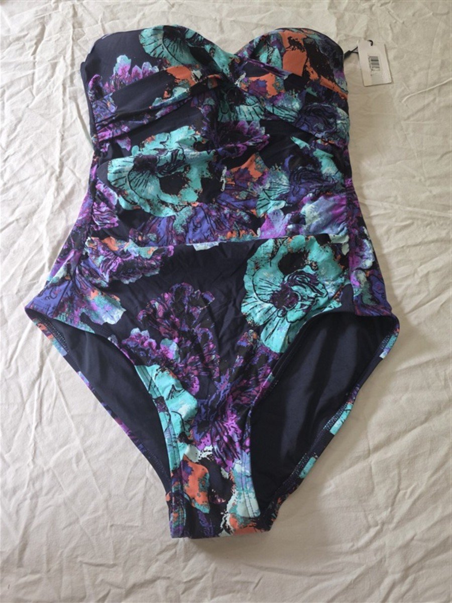 NWTD Calvin Klein 8 Martha's Vineyard Floral Poppy Print 1PC SwimSuit 134252
