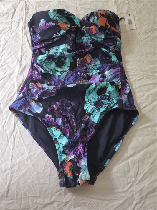 NWTD Calvin Klein 8 Martha's Vineyard Floral Poppy Print 1PC SwimSuit 134252