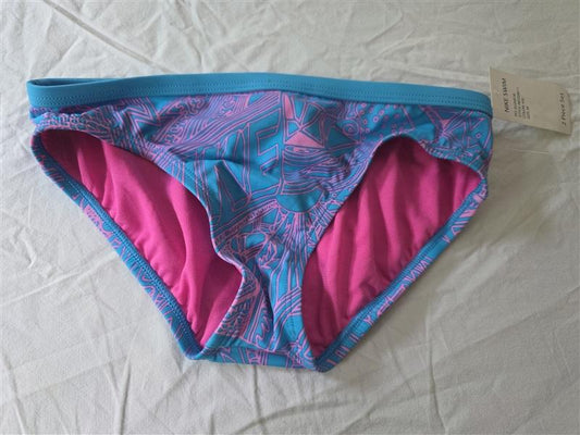 NWT Nike Girls M 11-12yrs Graffiti Print Blue Pink Bikini Bottom 134254