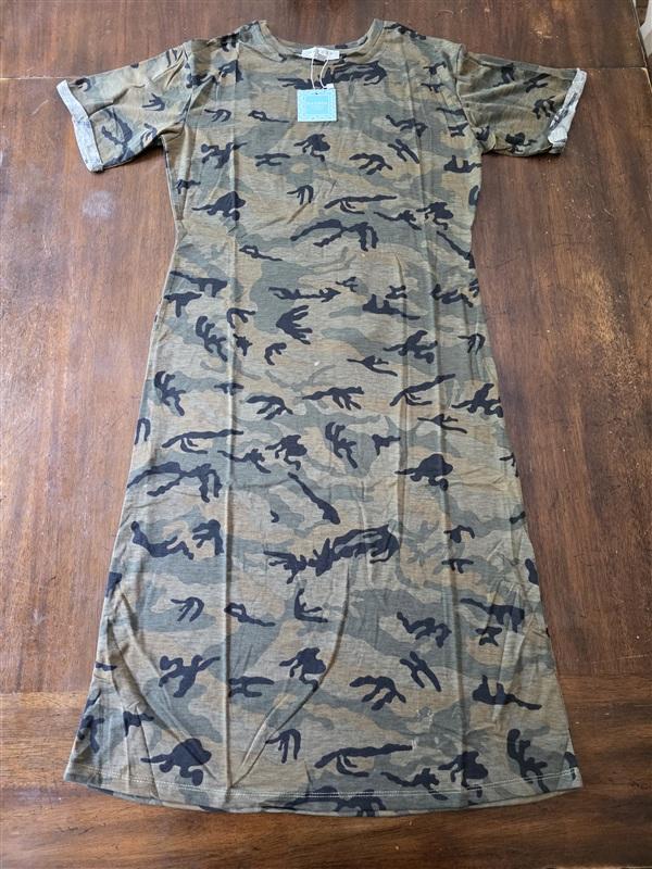 NWT Hayden M Camouflage T-Shirt Dress Green Black 134263