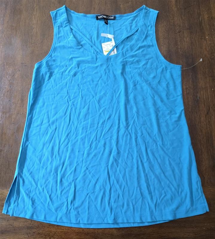 NWT Rachel Cole M Sleeveless Blue Tank Top Cut Out Neck 134266