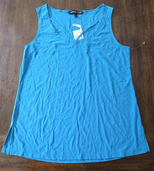NWT Rachel Cole M Sleeveless Blue Tank Top Cut Out Neck 134266