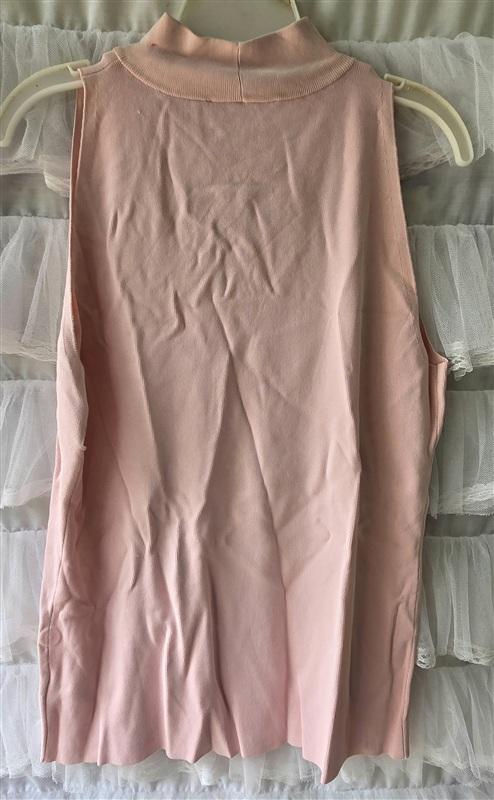 NWOTD Michael Kors XL Mock Neck Keyhole Sleeveless Pink Sweater 134267