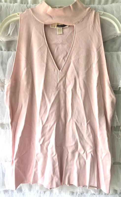 NWOTD Michael Kors XL Mock Neck Keyhole Sleeveless Pink Sweater 134267