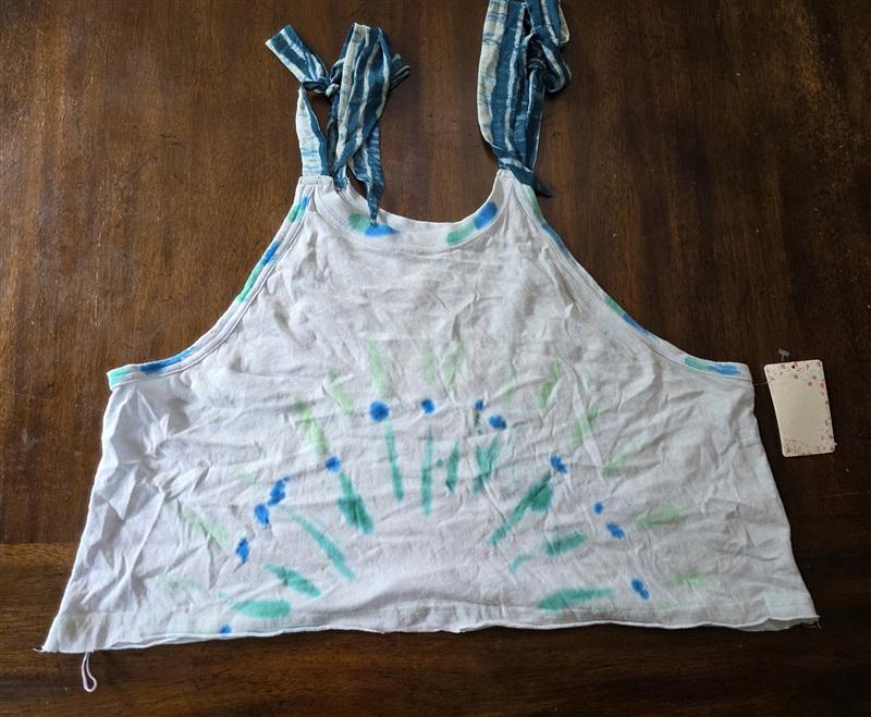 NWT Free People L Loose Ocean Breeze Cami Tie Shoulder Tank Top 134271