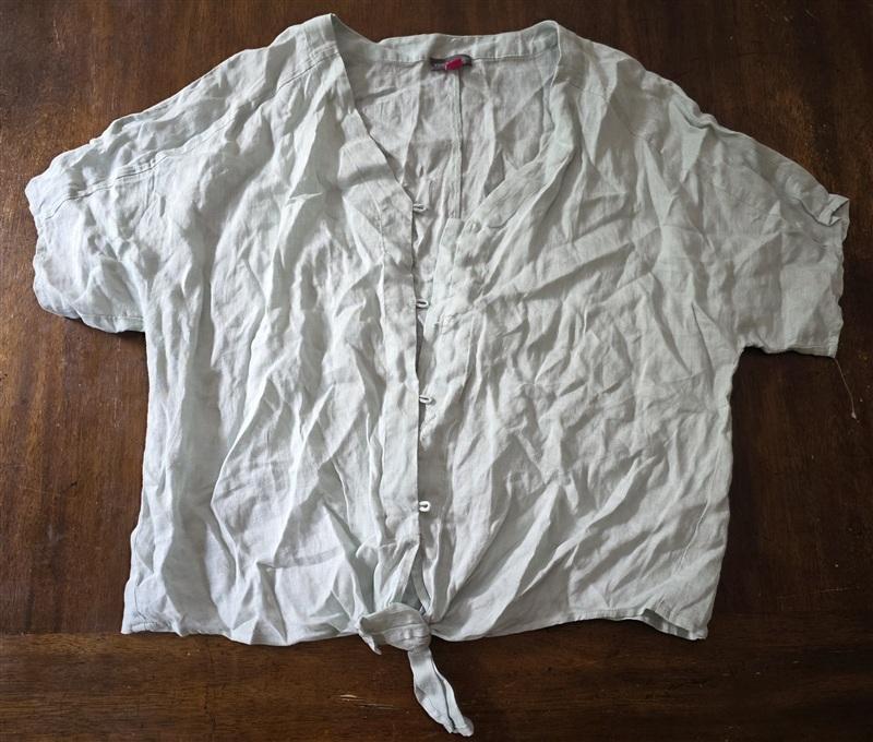 NWOTD Vince Camuto L Linen Button & Tie Front Short Sleeve Top 134272