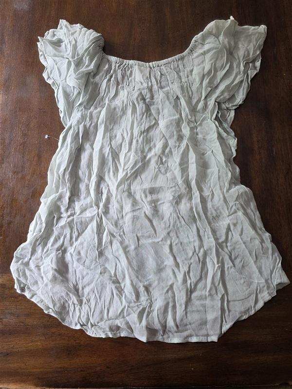 NWOT Billa Anthropologie Sheer Flutter Sleeve Lace Boho Mint Green Blouse 134275