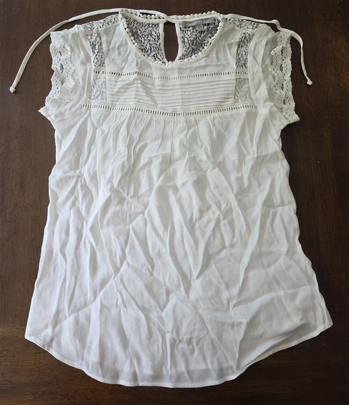 NWOT Daniel Rainn S Cream Lace Short Sleeve Blouse 134277