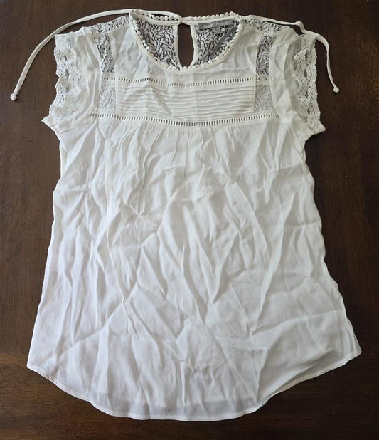 NWOT Daniel Rainn S Cream Lace Short Sleeve Blouse 134277