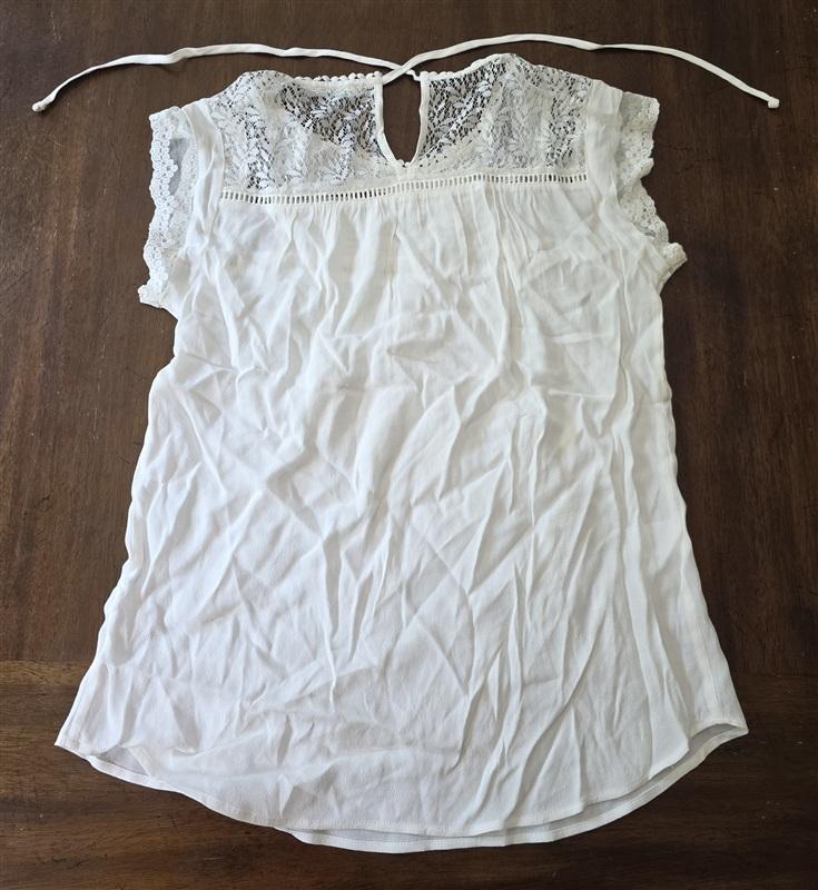 NWOT Daniel Rainn S Cream Lace Short Sleeve Blouse 134277