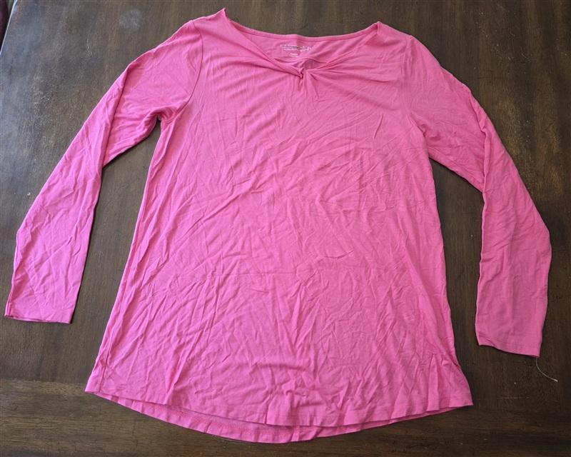 NWOTD Soft Surroundings M Knot Front Pink Long Sleeve Tunic Pink T Shirt 134278