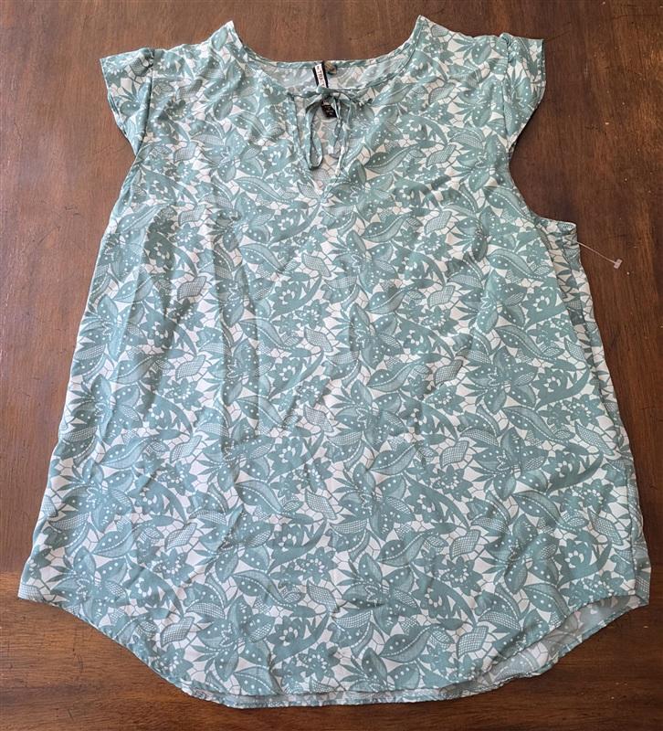 NWOT Anthropologie M Plenty Tracy Reese Green Short Sleeve Blouse Lace 134279