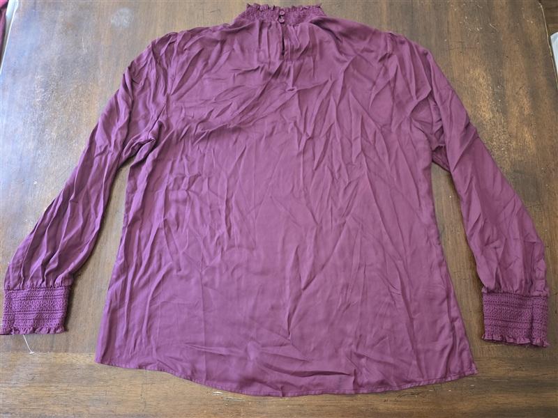 NWT Daniel Rainn L Mock Turtle Neck Wine Blouse 134280