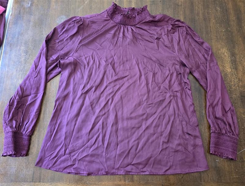 NWT Daniel Rainn L Mock Turtle Neck Wine Blouse 134280