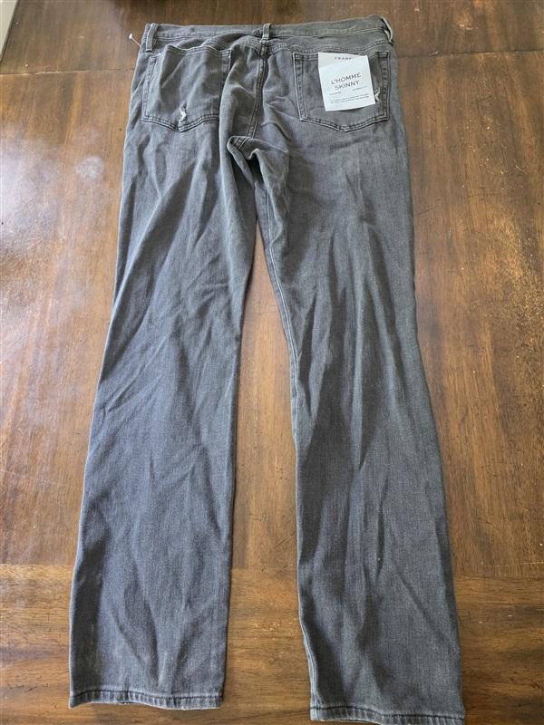 NWT Frame 36 L'Homme Distressed Skinny Mid-Rise Charcoal Jeans 134291