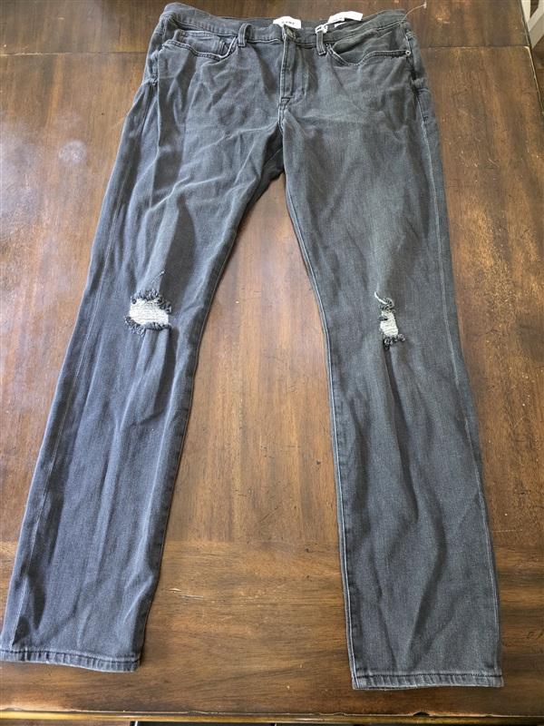 NWT Frame 36 L'Homme Distressed Skinny Mid-Rise Charcoal Jeans 134291