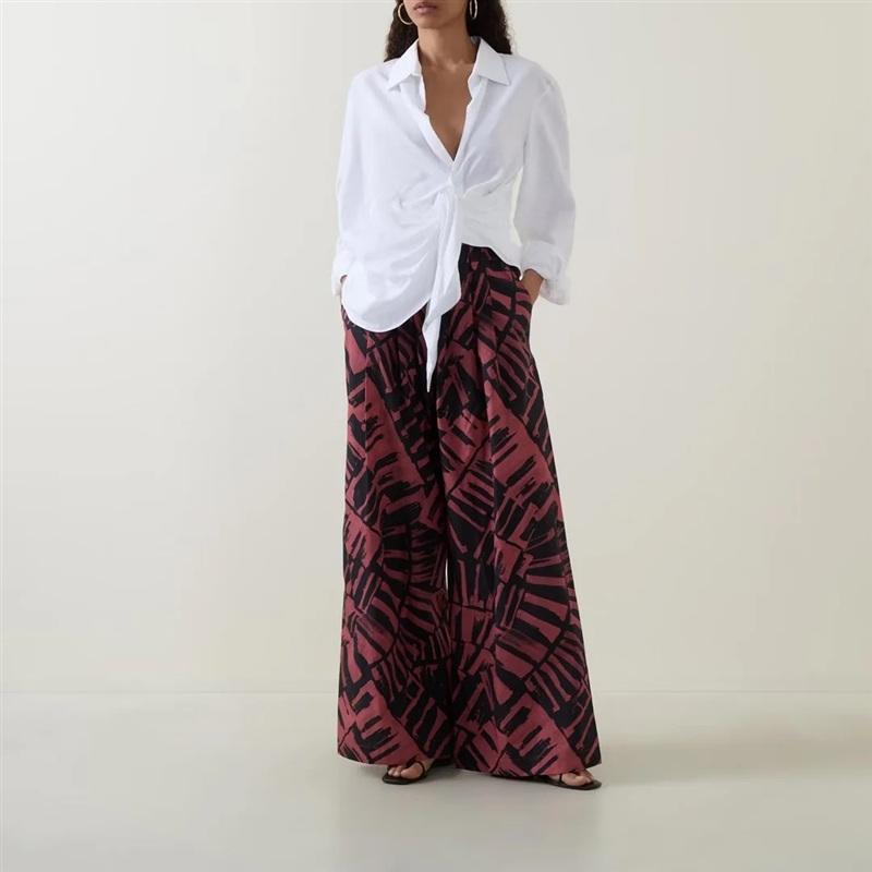 NWT Nikki Rich M RESORT WIDE LEG TROUSERS Stretch Waist 134294