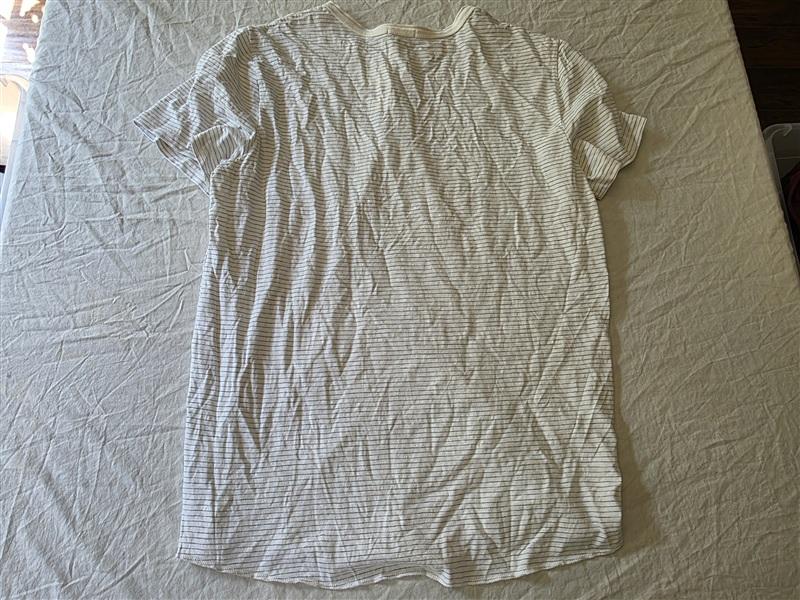 NWT Marine Layer XL SS Cotton Slub Henley White Gray Stripe 134304