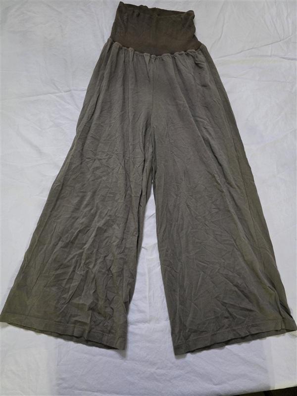 NWOT Michael Stars XS Pull On Cotton Knit Wide Leg Crop Pants Olive Green 134305