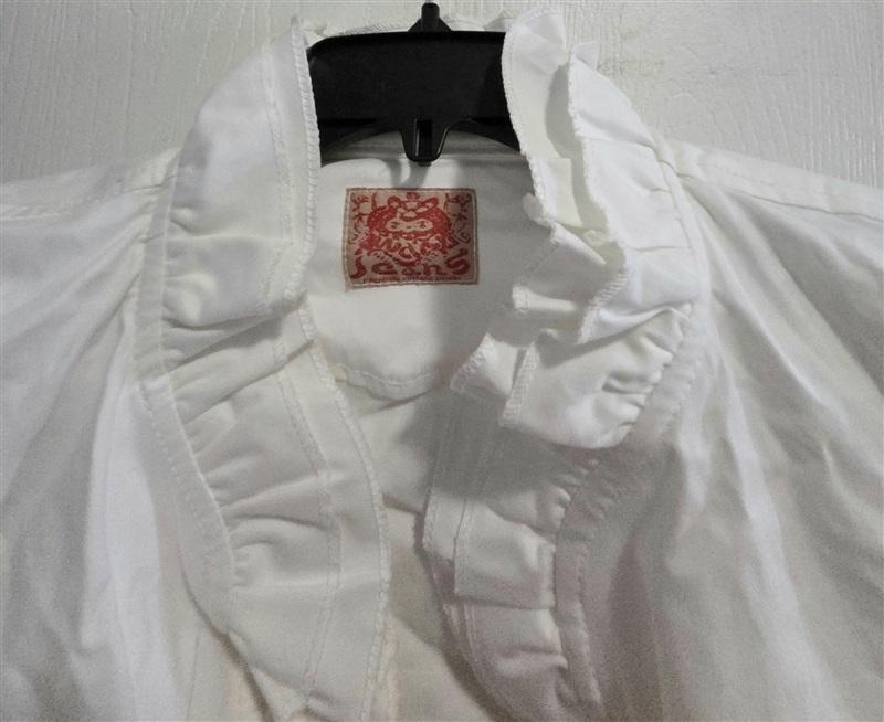 NWOT Evisu Premium Denim White Ruffle Jean Jacket 134309