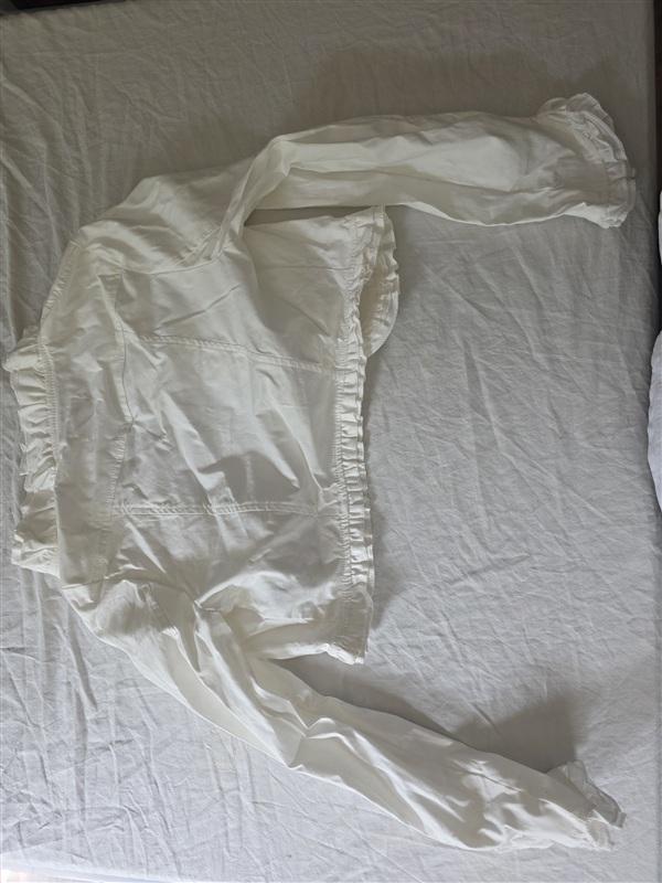 NWOT Evisu Premium Denim White Ruffle Jean Jacket 134309