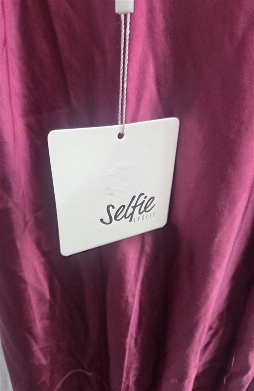 NWT Selfie Leslie S Well Versed Pleated Bust Front Split Dress Fuchsia 134313